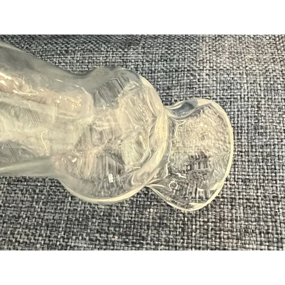 Vintage Hand Blown Crystal Bud Vase Ruffled Swirled Tall‎ Spiral Slender 12.5